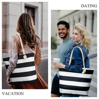 Two-Color Patchwork Canvas Bag Student Shoulder Fashion Tote Canvas Bag Shopping Bag