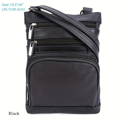 Genuine Leather Shoulder Bag, Adjustable Shoulder Strap Messenger Bag, Fashionable Handheld Design, Multifunctional Smartphone Storage Bag