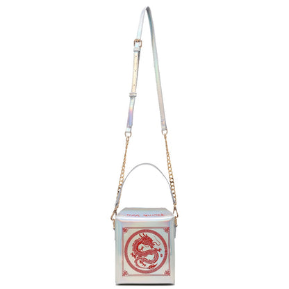 Messenger Loong Shoulder Purse, Chinese Takeout Crossbody Bag for Women, Novelty Dragon Pattern Fun Handbag