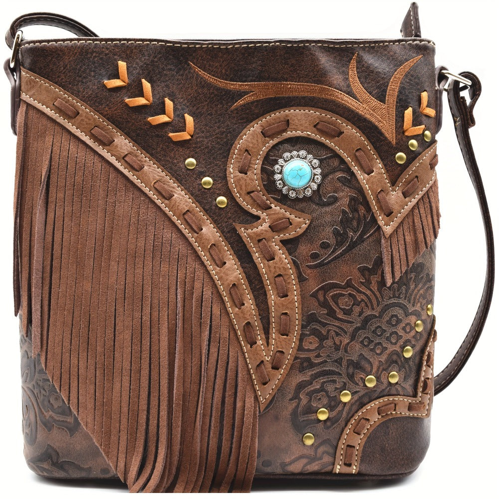 Western Style Women'S Fashion Tassel Crossbody Bag Handbag Women'S Wallet Rural Daily Use Shoulder Bag