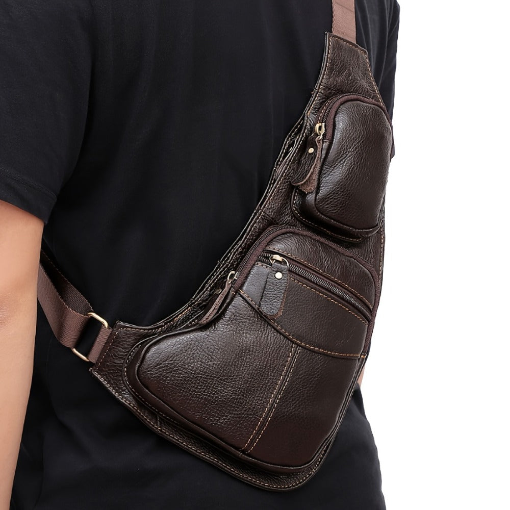 Vintage Genuine Leather Sling Bag Bags for Men Women Backpack Shoulder Messenger Crossbody Outdoor Travel Hiking Camping Tactical Chest Pack Daypack