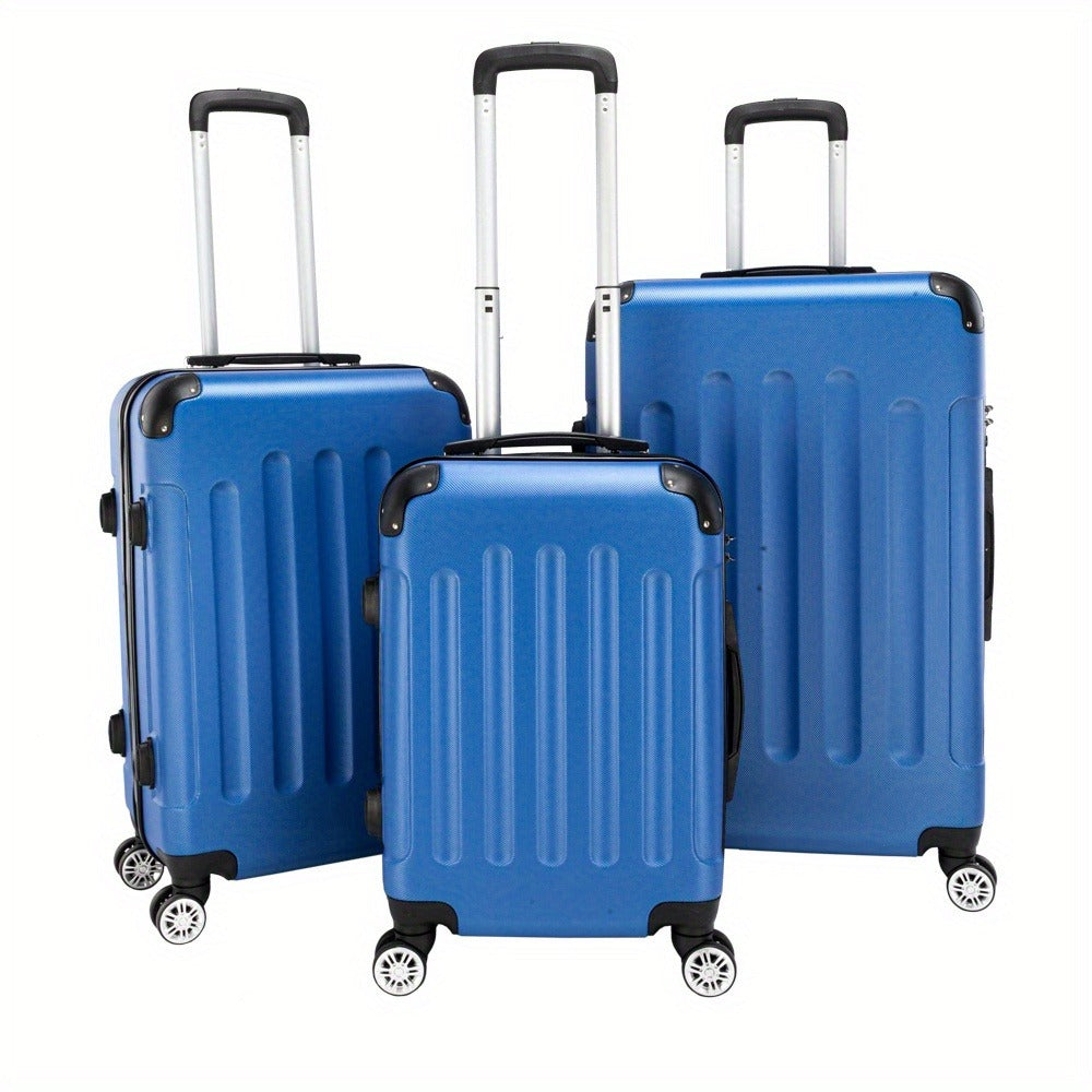 3pcs Heavy-Duty ABS Hardshell Luggage Set with TSA Lock Suitable for Men & Women, Spinner Suitcase Carry-On (20"/24"/28") - Lightweight Travel Suitcases with Password Lock, Iron- Frame, for Domestic & Airports