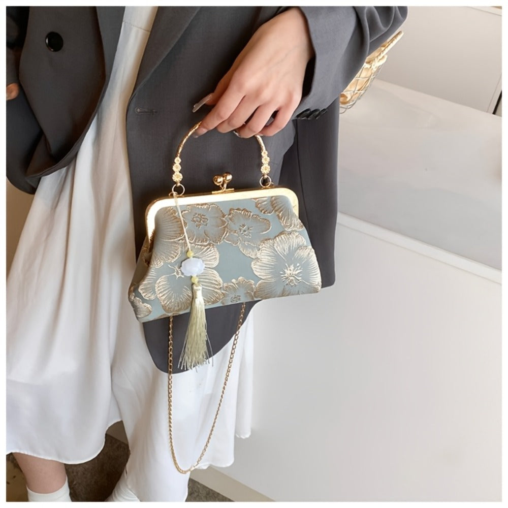 [Christmas Gift Bags] Evening Bags for Women Elegant And Classy, Retro Crossbody Bags, Ethnic Style Evening Bags, Fashion Shoulder Bag with Metal Chain, Handbags for Women Designer, Crossbody Bag Purse Christmas Bags for Gifts Christmas Gift Bags
