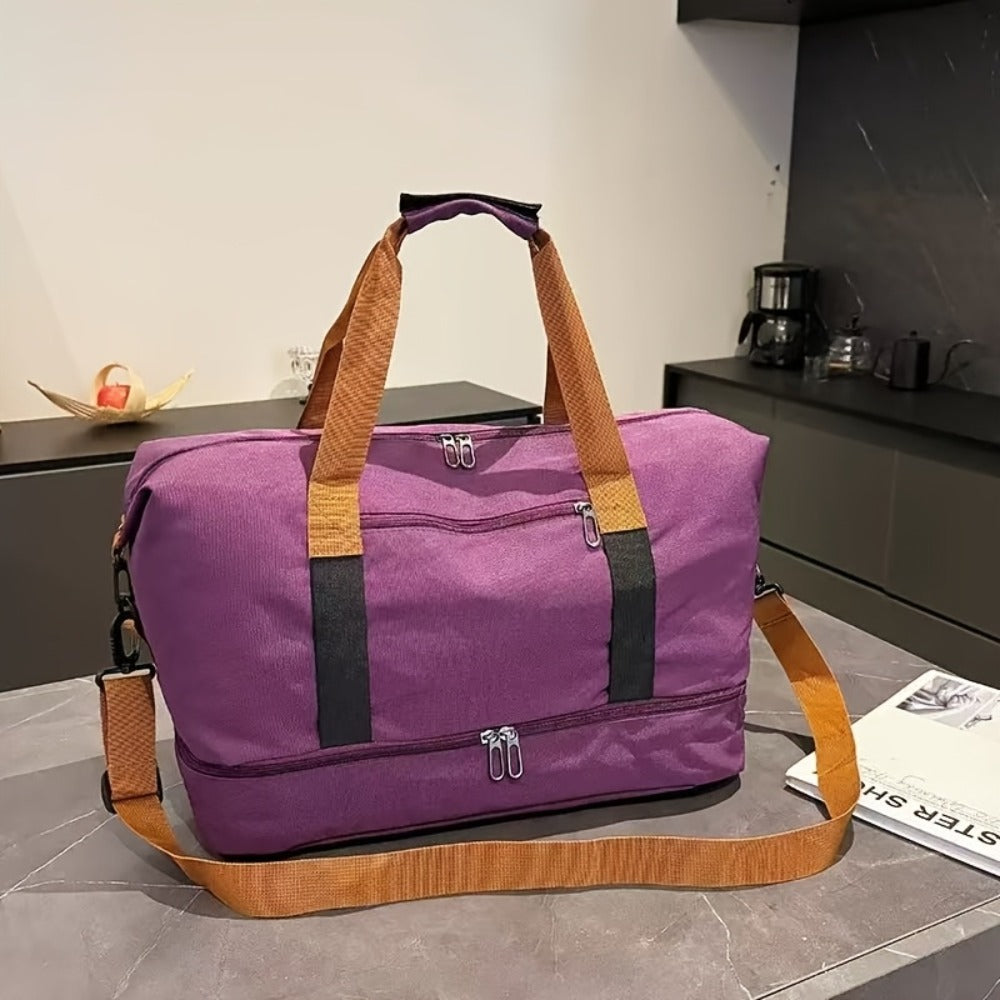 Travel Bag, Luggage Bag, Dry Wet Separation Large Capacity Travel Bag, Leisure Outdoor Travel Bag Handbag, Women's Fitness Yoga Bag, Weekend Tote Overnight Bag