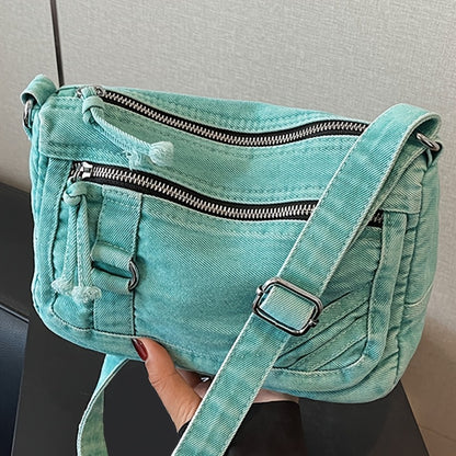Womens  Turquoise Synthetic Handbag with Adjustable Strap MultiZipper Compartments Spacious Square Crossbody Bag with GoldenTone Hardware, GoldenTone Hardware Zippered Pocket Work, Shopping, Everyday Purse Durable Lining GoldenTone Hardwar