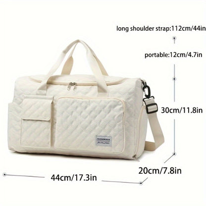 Women's Weekender Bag with Shoe Compartment, Travel Duffel Bag, Large Capacity Fitness Yoga Tote Bag, Expandable Carry-On Bag (Beige, Black, Pink, Teal, Purple)