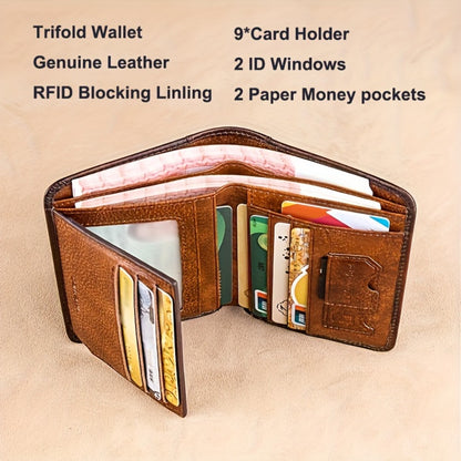 [BANYANU] Premium Wallet for Men, Men'S Wallet, RFID Blocking Trifold/Bifold Genuine Leather, Minimalist Credit Card Holder, Perfect Men'S Gift