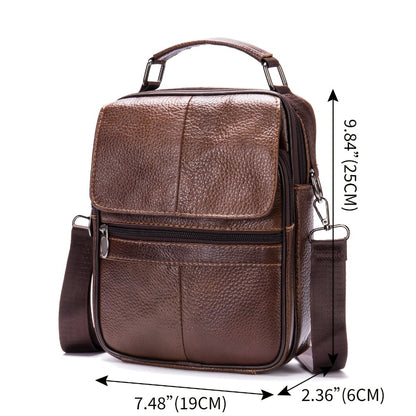 Genuine Leather Top Layer Cowhide Men's Business Crossbody Bag - Fashionable Shoulder Bag, Large Capacity Wallet - For Men - Suitable for Work & Travel - Perfect Gift for Business Professionals