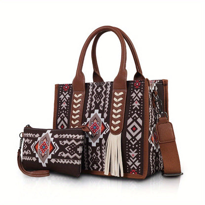 Bohe Bag for Women Travel Handbag Bohemian Tote Bag Vintage Purses and Handbags Men's Underarm Bag with Crossbody bag Braided rope Bag Weekend Bag Large Capacity Western Purse Stylish Casual bag with handbag