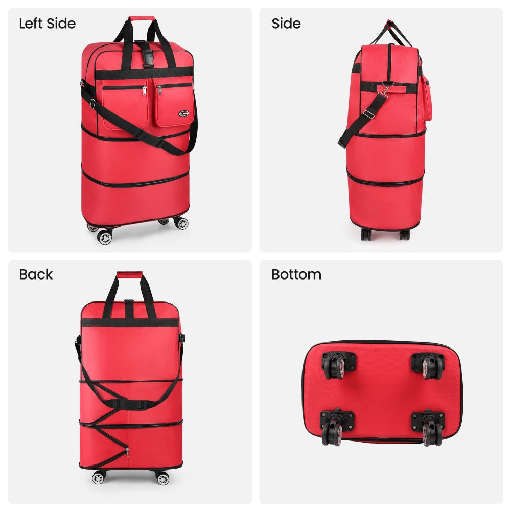 30" 36" Soft Expandable Foldable Luggage Bag with Removable Spinner Wheels,3-Layer Collapsible Suitcase Bag, Water-Resistant Large Capacity Rolling Duffle Bag for Home Storage Moving Travel