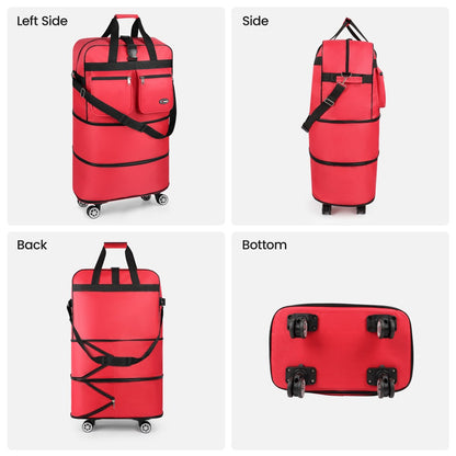 30" 36" Soft Expandable Foldable Luggage Bag with Removable Spinner Wheels,3-Layer Collapsible Suitcase Bag, Water-Resistant Large Capacity Rolling Duffle Bag for Home Storage Moving Travel