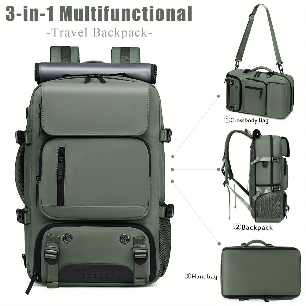 2025 New Style Men'S And Women'S Large Capacity Travel Backpack with Independent Shoe Compartment, Drawstring Closure And Multiple Pockets - Durable Hiking Backpack for Outdoor Commuting, Business Trips, Festivals - Belt Decorations