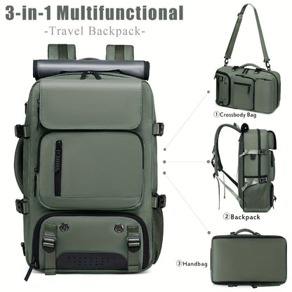 2025 New Style Men'S And Women'S Large Capacity Travel Backpack with Independent Shoe Compartment, Drawstring Closure And Multiple Pockets - Durable Hiking Backpack for Outdoor Commuting, Business Trips, Festivals - Belt Decorations