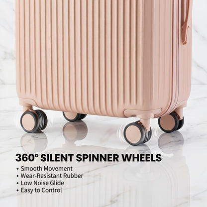 Lightweight Carry-On Suitcase Available in 20, 24, And 28 Inches, Featuring 360° Multi-Directional Wheels And a Combination Lock, with Checked Luggage Options in Pink for 24 And 28 Inches
