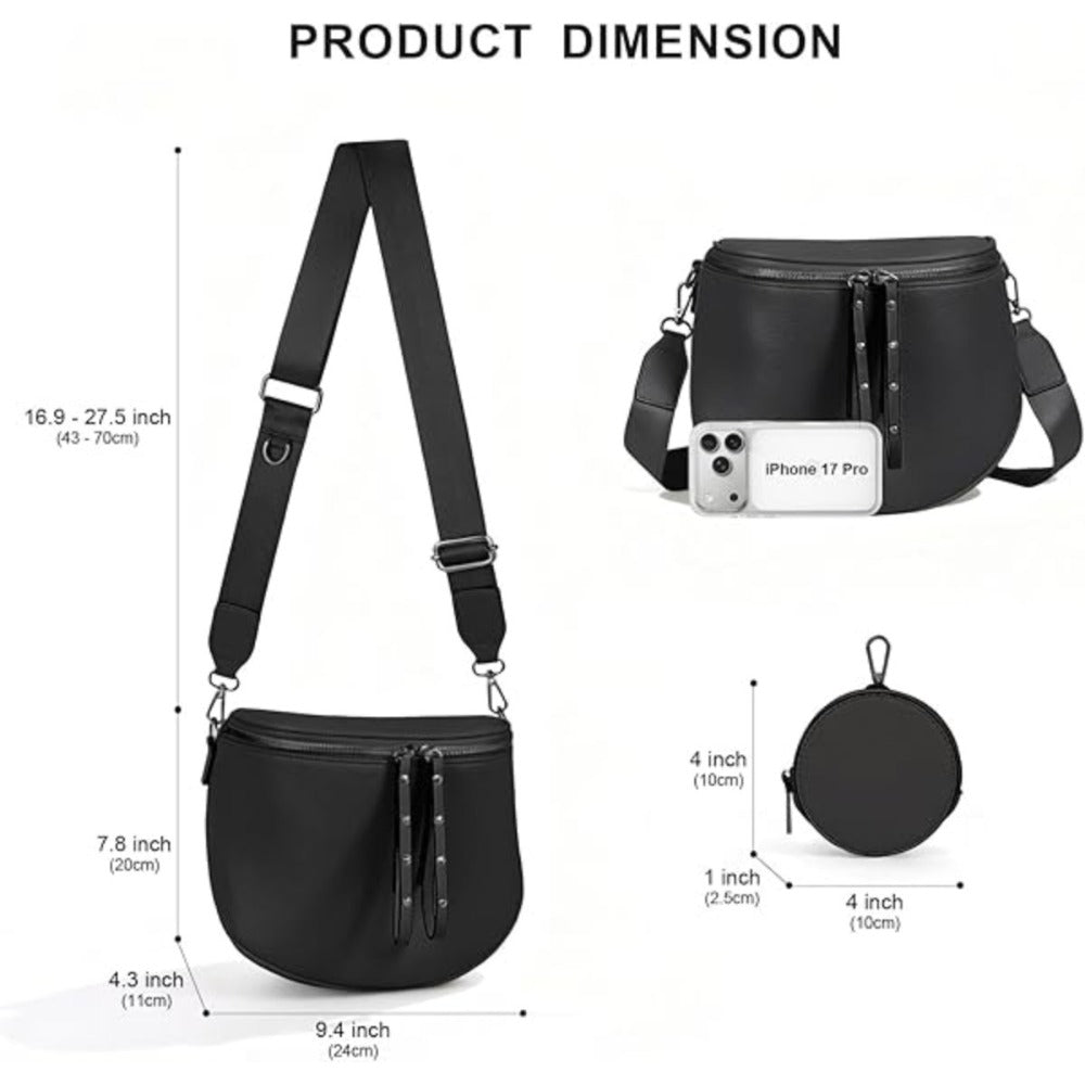 Large Crossbody Bags for Women Bum Bag Sling Purse with Adjustable StrapDetachable Strap - Shoulder/Waist Bag Suitable for Casual, Travel, Daily Use