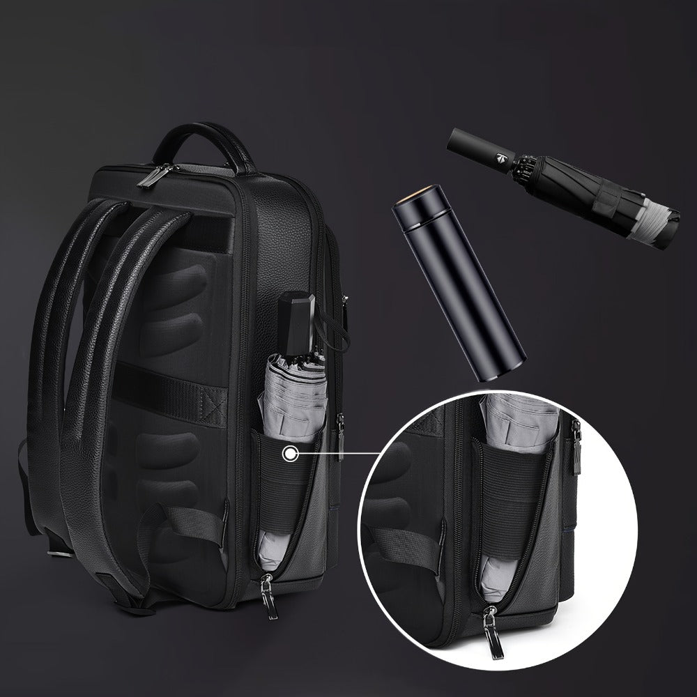 Laptop Backpack – 15.6 Inch, Genuine Leather, USB Charging, for Travel & Work | Bag Vero – detail view 11