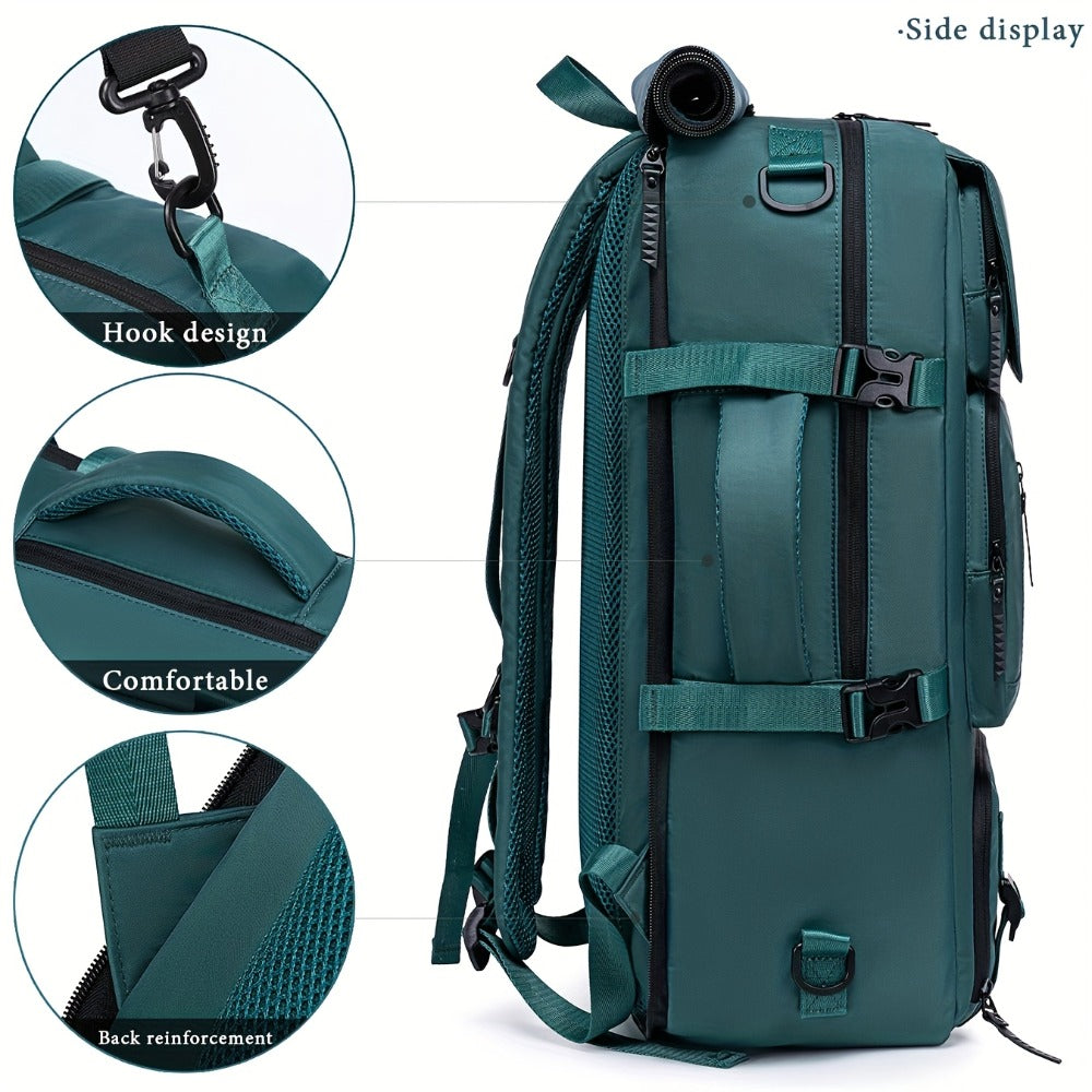 Men'S Spacious Travel Laptop Backpack, Suitable for Airline Travel, Designed for 17-Inch Laptops, Made from Durable Nylon, Features a Shoe Compartment, Adjustable Straps, And Various Utility Pockets, Perfect for Hiking And Camping