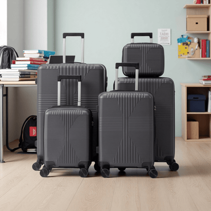 Luggage Sets, 5 Piece PP Durable Suitcase Set with Spinner Wheels, 5 Pcs Hard Shell Lightweight Luggage, Large Checked Travel Suitcases, 12/16/20/24/28 Inch, For short trips, returning to school, business trips, Gift