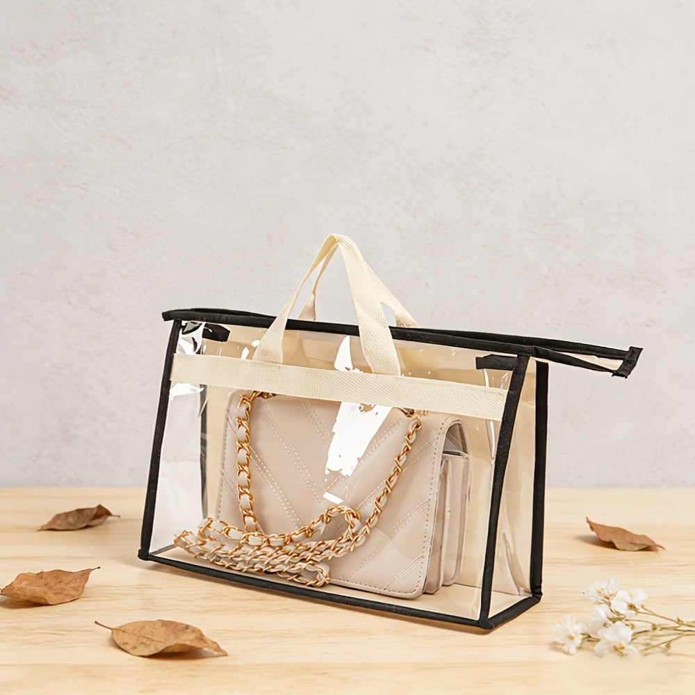 Transparent Carry-On Storage Bag (Non-Hanging Style), Ideal for Wallets, Cash, Cards, Receipts, And Travel Documents. Features a Zipper Closure And Cabinet-Style Design, Perfect for Office Storage with a Minimalist Aesthetic