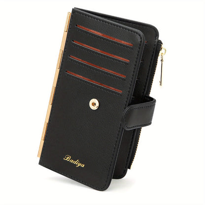 Slim RFID-Blocking Wallet for Women, Faux Leather Bifold Purse with Card Slots, Zipper Pockets, Minimalist Style, Ideal Gift for Women Suitable for teens.