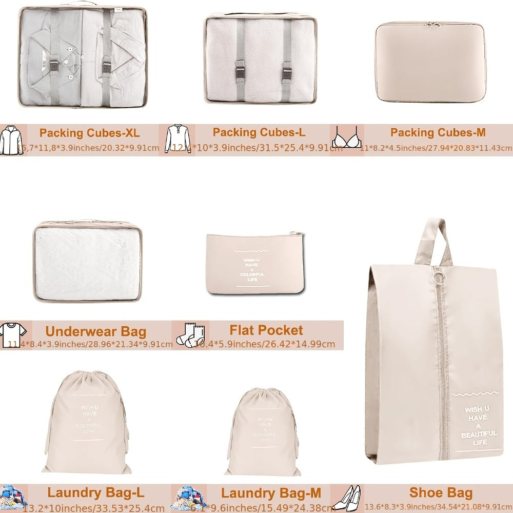 8pcs Set Packing Cubes for Suitcase, Packing Cubes for Carry On Suitcases, Luggage Organizer for Travel Essentials, Large Mesh Luggage Bag for Suitcases