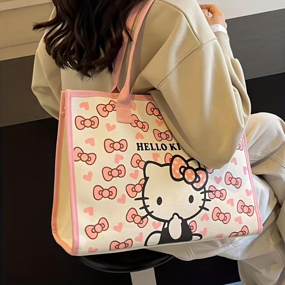 Sanrio Cute Hello Kitty Tote Bag. A Lovely Hello Kitty Shoulder Bag with A Large Capacity, Suitable for Trips. It Makes An Ideal Birthday Gift Or A Delightful Surprise for Festivals.