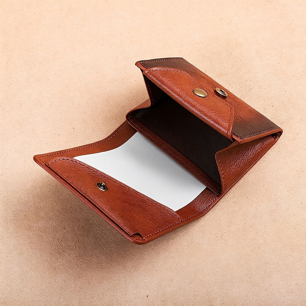 New Top Layer Cowhide Retro Men'S Wallet, Anti-theft Brush Multi-functional Small Wallet, Can Hold Banknotes, Credit Cards, Coins, Multi-card Position Genuine Leather Wallet Gift