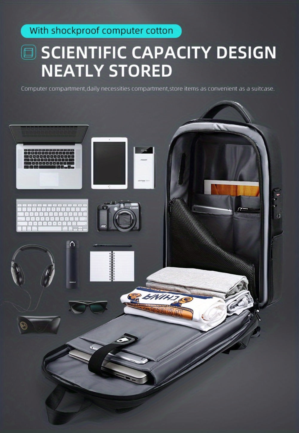 Laptop Backpack – Expandable, Anti-Theft, Large Capacity, for Travel & School | Bag Vero – detail view 16