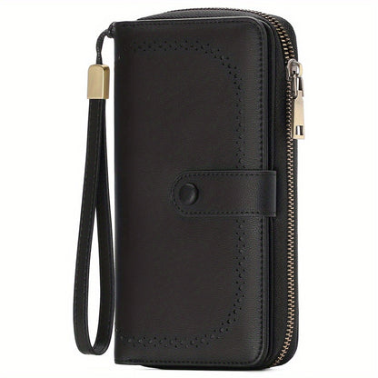 Wallets for Women, RFID Blocking Large Capacity Wristlet Clutch with 45 Card Slots & Zipper Pocket, Detachable Strap Handbag, Gift for Office Workers & Travelers