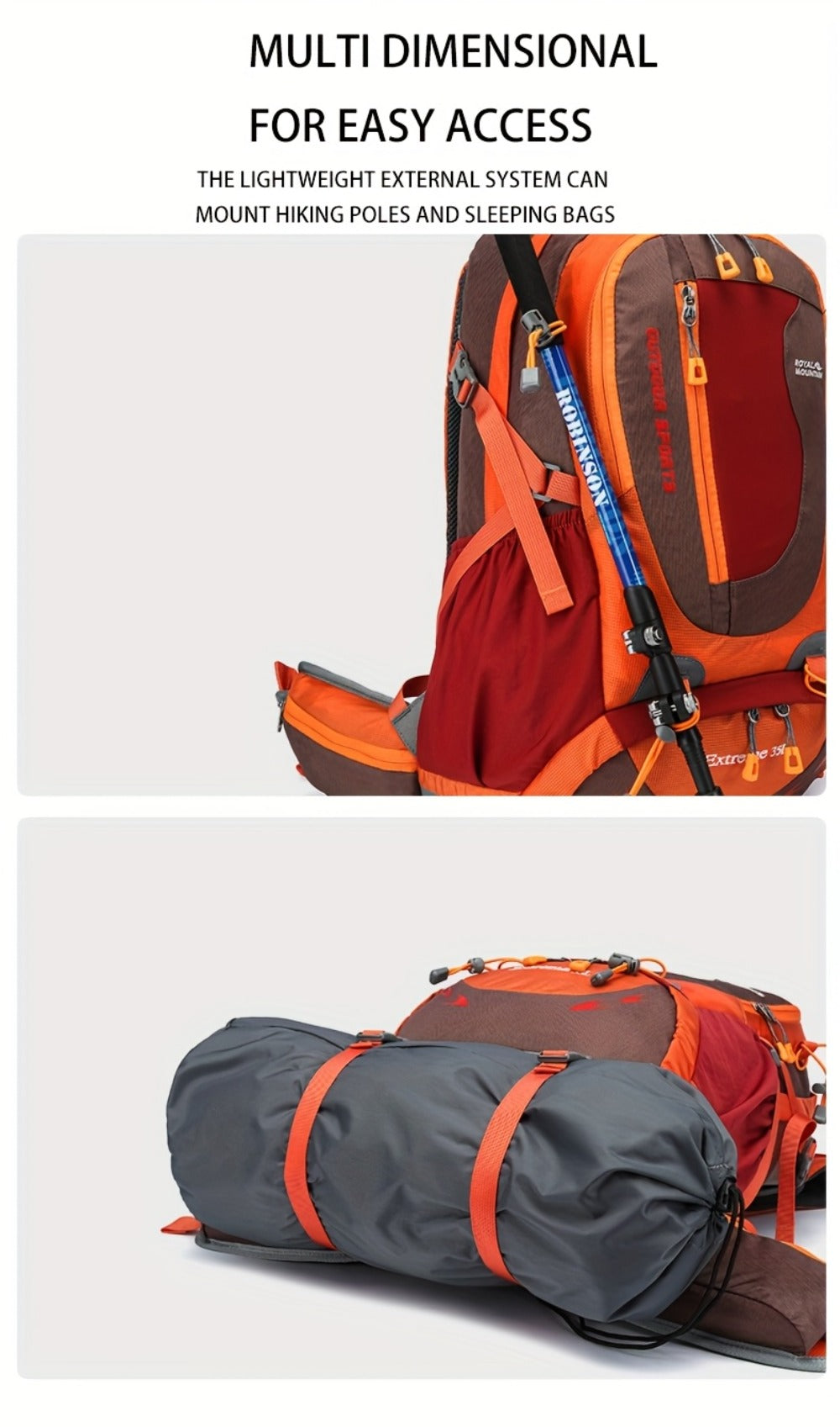 Hiking Backpack for Men Women, 9.25gal Lightweight Travel Camping Backpack Hiking Daypack for Cycling Running, Outdoor Backpack Large Capacity Travel Light Leisure Hiking Backpack Female Sports High Quality Travel Mountaineering Bag
