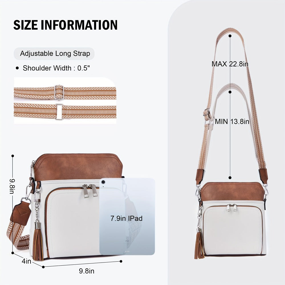 Soft Faux Leather Crossbody Bag for Women, Boho Chic Messenger Purse with Decorative Tassel, Shoulder Bag for Travel, Shopping And Weekend Adventures