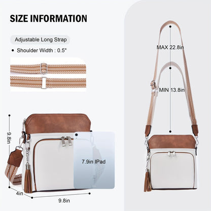Soft Faux Leather Crossbody Bag for Women, Boho Chic Messenger Purse with Decorative Tassel, Shoulder Bag for Travel, Shopping And Weekend Adventures