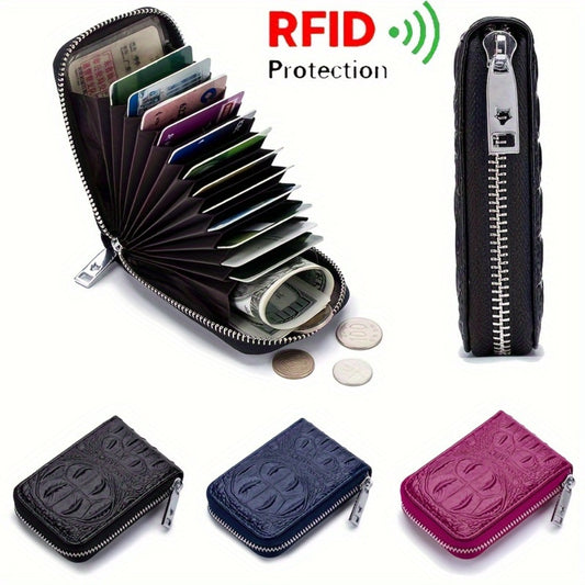 Men Zipper Around Credit Card Holder, Clutch Coin Money Purse, Portable Card Wallet With 12 Card Slots