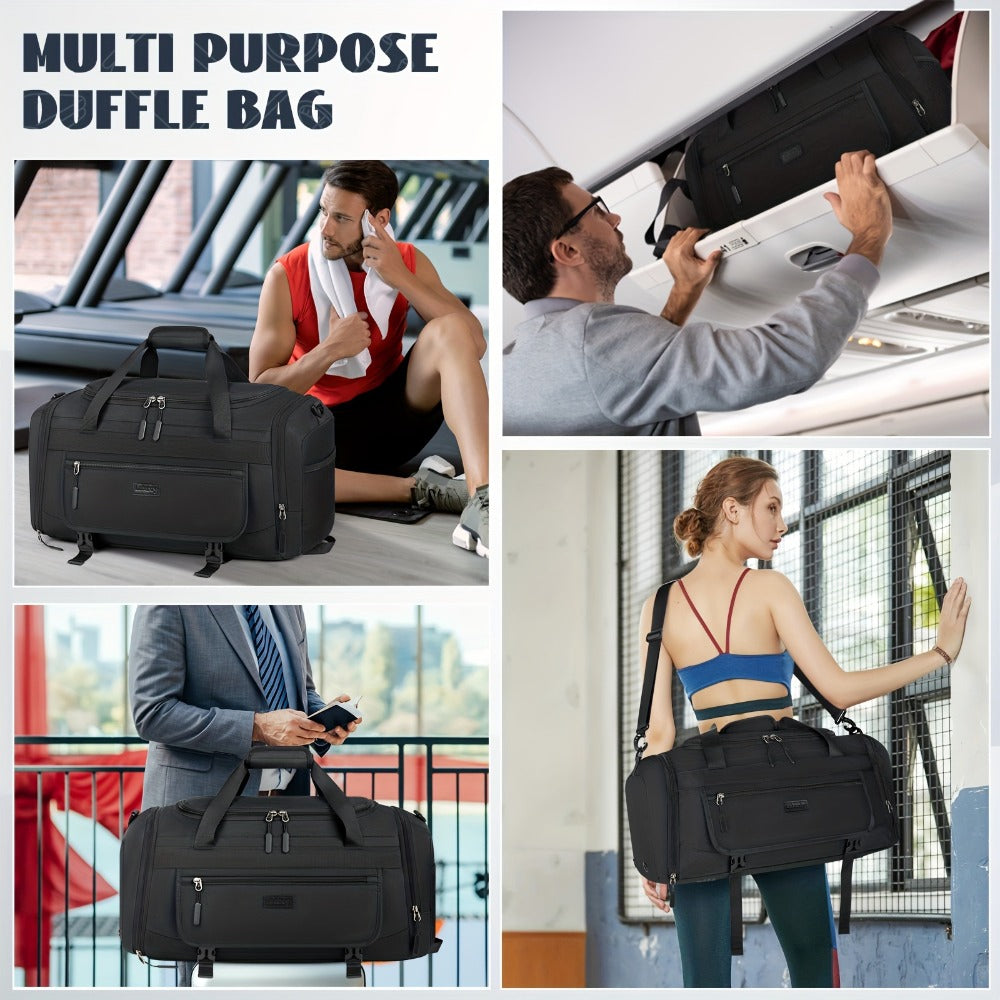[Gym Bag 40L Duffle] Gym Bag Sports Duffel Bag 40L Travel Duffle Bag Carry on Bag with Wet Pocket & Shoe Compartment Large Duffle Bags for Men Women, Weekender Overnight Bag, Travel Bag, Beach Bag