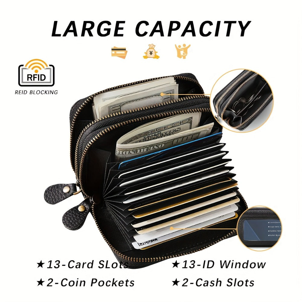 1pc Small Genuine Leather Wallet, Anti Theft Brush Protection Top Layer Cowhide Credit Card Holder, Coin Pouch Bags Gift