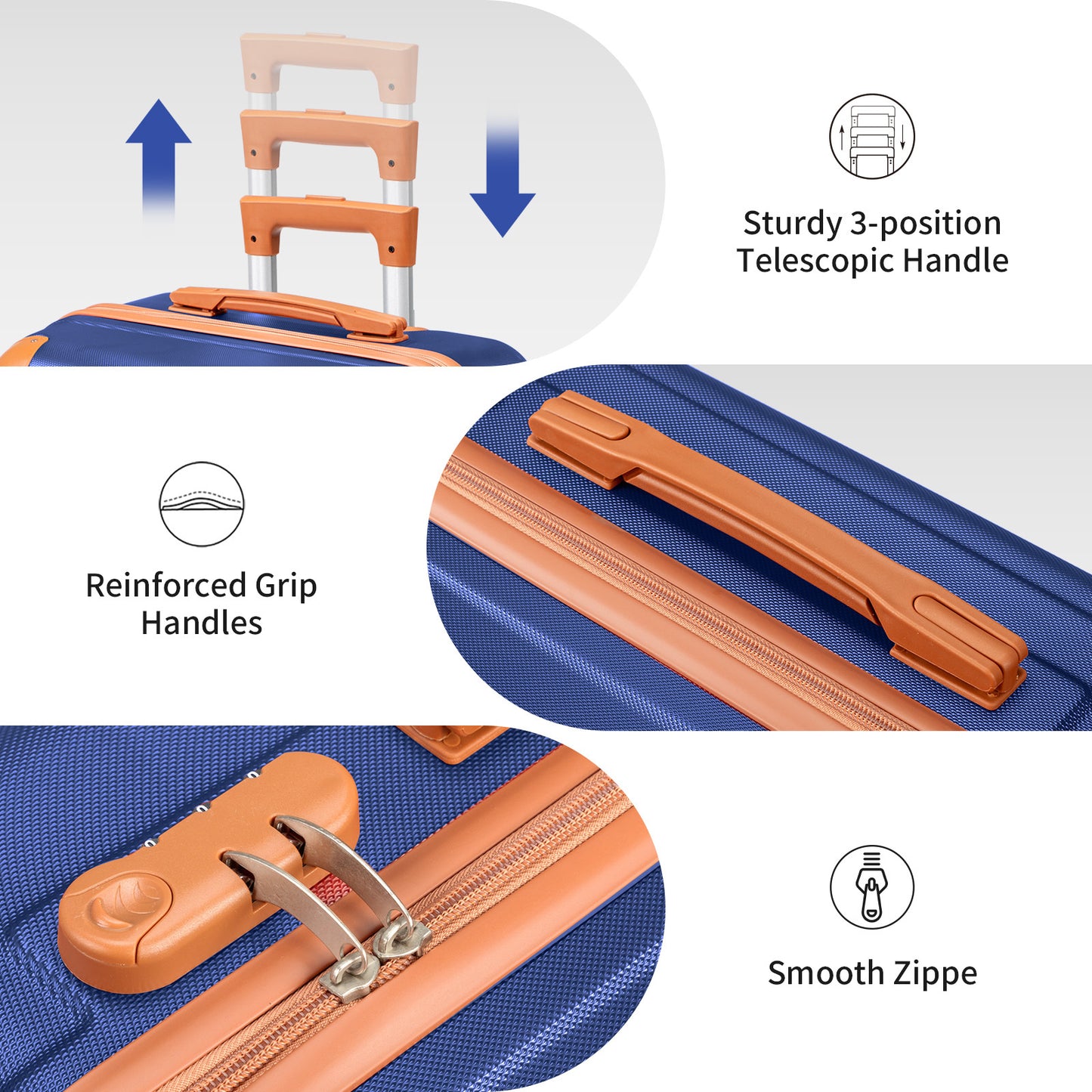 5-Piece Luggage Set Suitcases with Lock, 12/16/20/24/28 Inch Lightweight Trolley Case, Durable PP Material for Men Women, Ideal for Travel & Long Journeys