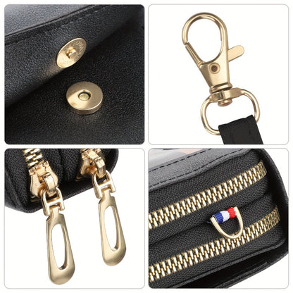 Touchscreen Cell Phone Purse, Mini Crossbody Phone Bag, with Zipper Wallet, Adjustable Shoulder Strap, Black