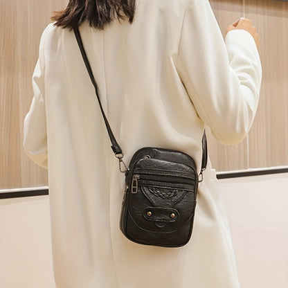 Vintage Multi-Pocket Zippered Crossbody Bag for Women, Upgraded Soft Fabric, Stylish Urban Women Crossbody Bag with Studded Lace Detail, Multi-Compartment Phone Wallet for Daily Use, with Adjustable Strap, Black/Brown 1pc