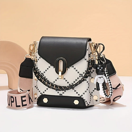 Women'S Mini Plaid Crossbody Bag with Chain Strap & Flap Closure, Adjustable Wide Shoulder Strap, for Everyday & Special Occasions, Birthday Gift, Womens Hand Bag, Clutch Bags for Women Elegant, Crossbody Bags for Women, Party Accessory