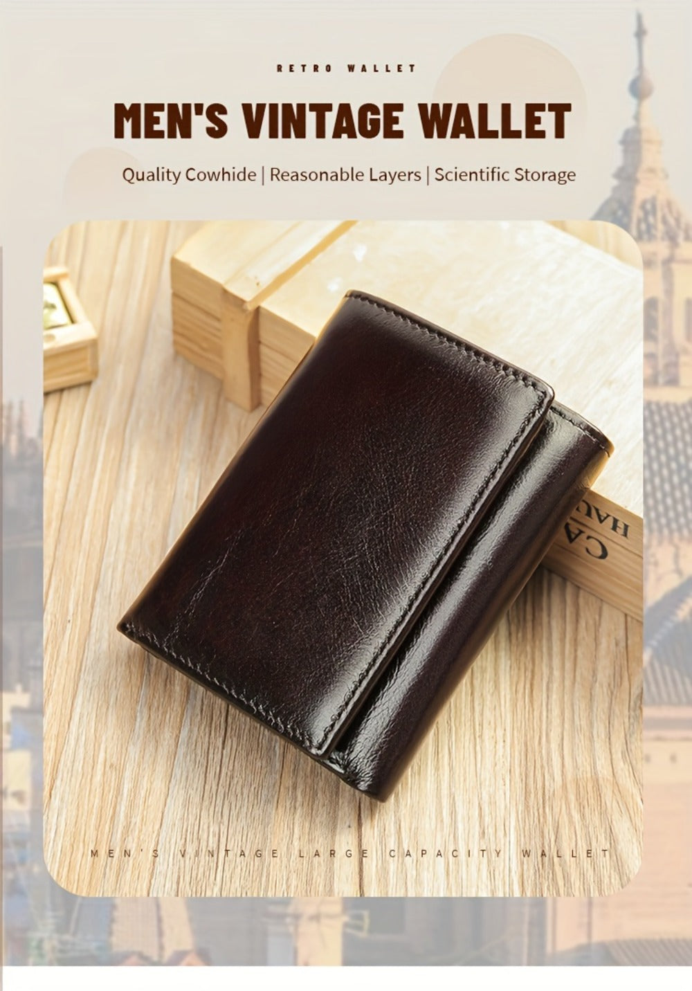 [Leather Tri-fold Wallet] Valentine's Day Gift, Genuine Leather Tri-fold Wallet - Anti-theft Brush Shield, Coin Pocket for Men