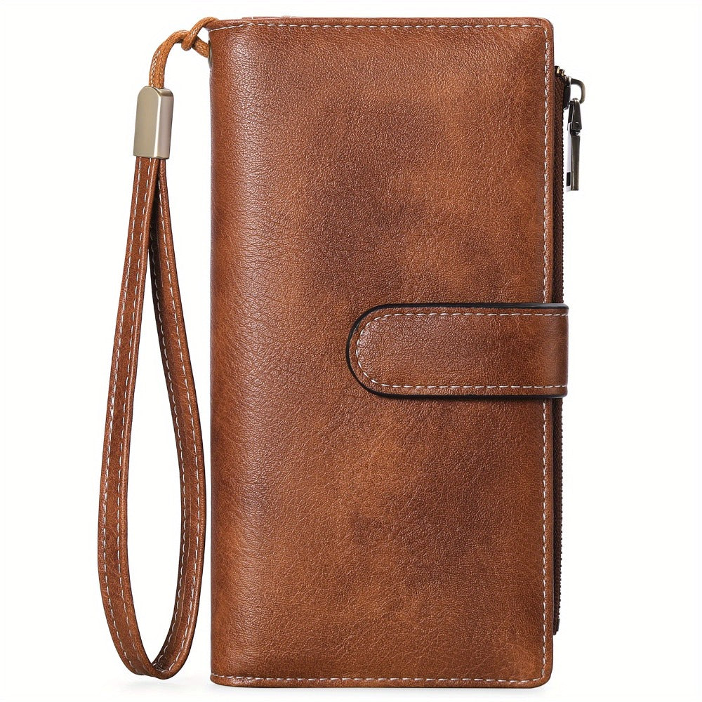 Ladies' Wallet Featuring a Double Zipper Compartment, Designed for RFID Protection, Serves As a Card Holder And Clutch Bag, Equipped with Numerous Card Slots, Ample Storage Space, Includes a Wrist Strap And Comes in a Gift Box