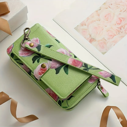 1pc Elegant Floral Clutch Wallets for Women- Zipper Handbag Fashion Large Capacity Long Wallet Clutch Bag Phone Bag Multi-card Card Holder Coin Purse for Women Wallet Set