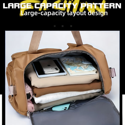 Women's Lightweight Large-Capacity Sports Travel Gym Bag, Durable Nylon Hand-Carry Gym and Business Luggage, Multi-Compartment Design, for Weekend Short Trips, a Combination of a T60 Gym Bag and Crossbody Bag, Local Warehouse