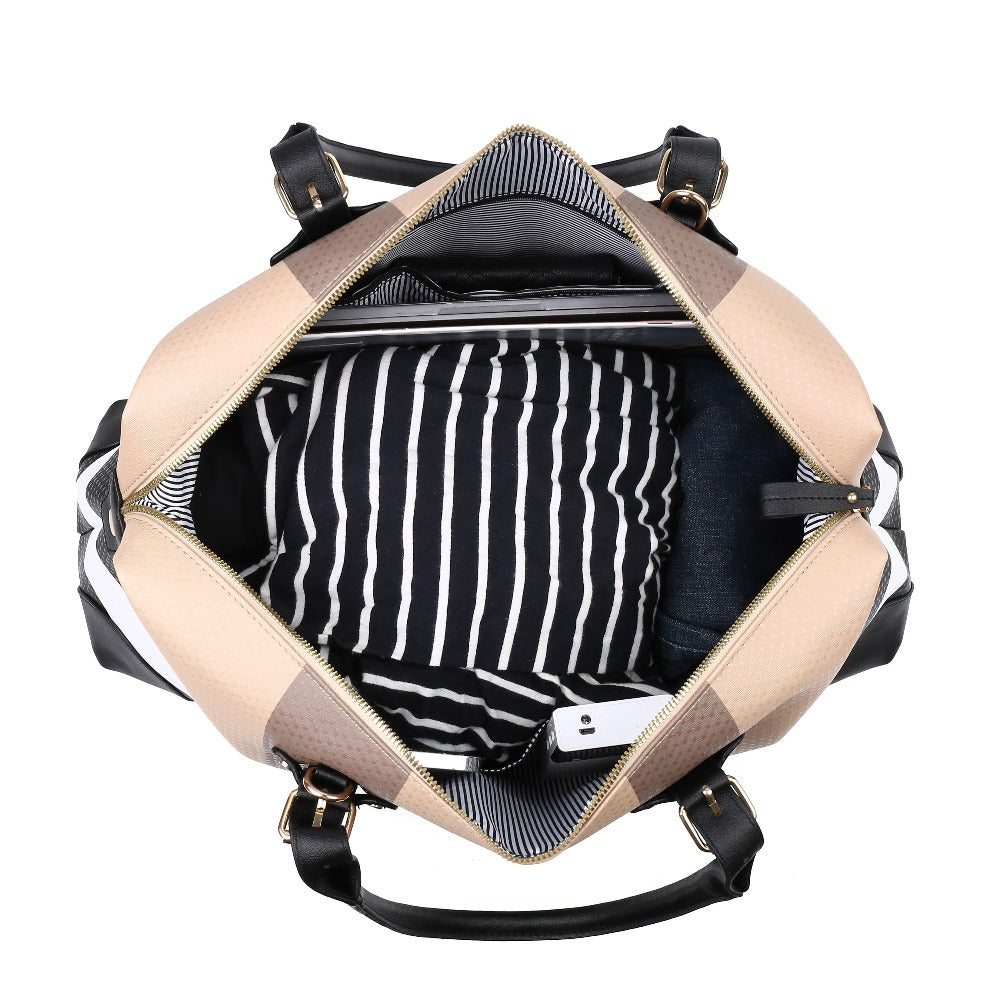 TEPILTE Top Handle Checkered Printed Leisure Travel Bag And Handbag, Women'S Large Capacity Crossbody Work Bag, Fitness Shoulder Bag, Business Computer Bag, Overnight Bag with Detachable Zipper Shoulder Strap, Ideal for Daily Commuting