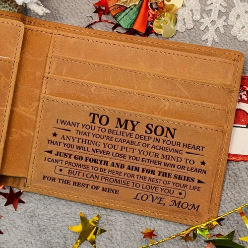 Genuine Faux Leather Front Pocket Wallet, Ultra-thin Wallet, Minimalist Credit Card Wallet with RFID Protection Function, Gift (from Mom to Son), Christmas Gift, Gift for Son, Men's Gift