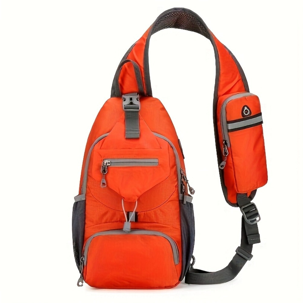 Sport Sling Bag for Men and Women - Large Capacity Crossbody Bag for Travel, Hiking & Daily Commute | Adjustable Breathable Strap, Multiple Pockets with Earphone Hole, Nylon.