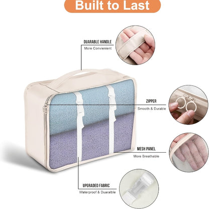8pcs Set Packing Cubes for Suitcase, Packing Cubes for Carry On Suitcases, Luggage Organizer for Travel Essentials, Large Mesh Luggage Bag for Suitcases