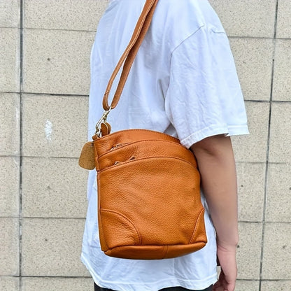 Premium Genuine Cowhide Leather Crossbody Bag - Luxurious, Versatile, And Spacious With Ample Storage - Handbag Purse Cross Body Bow Pendant Organizer Smart Phone Pockets