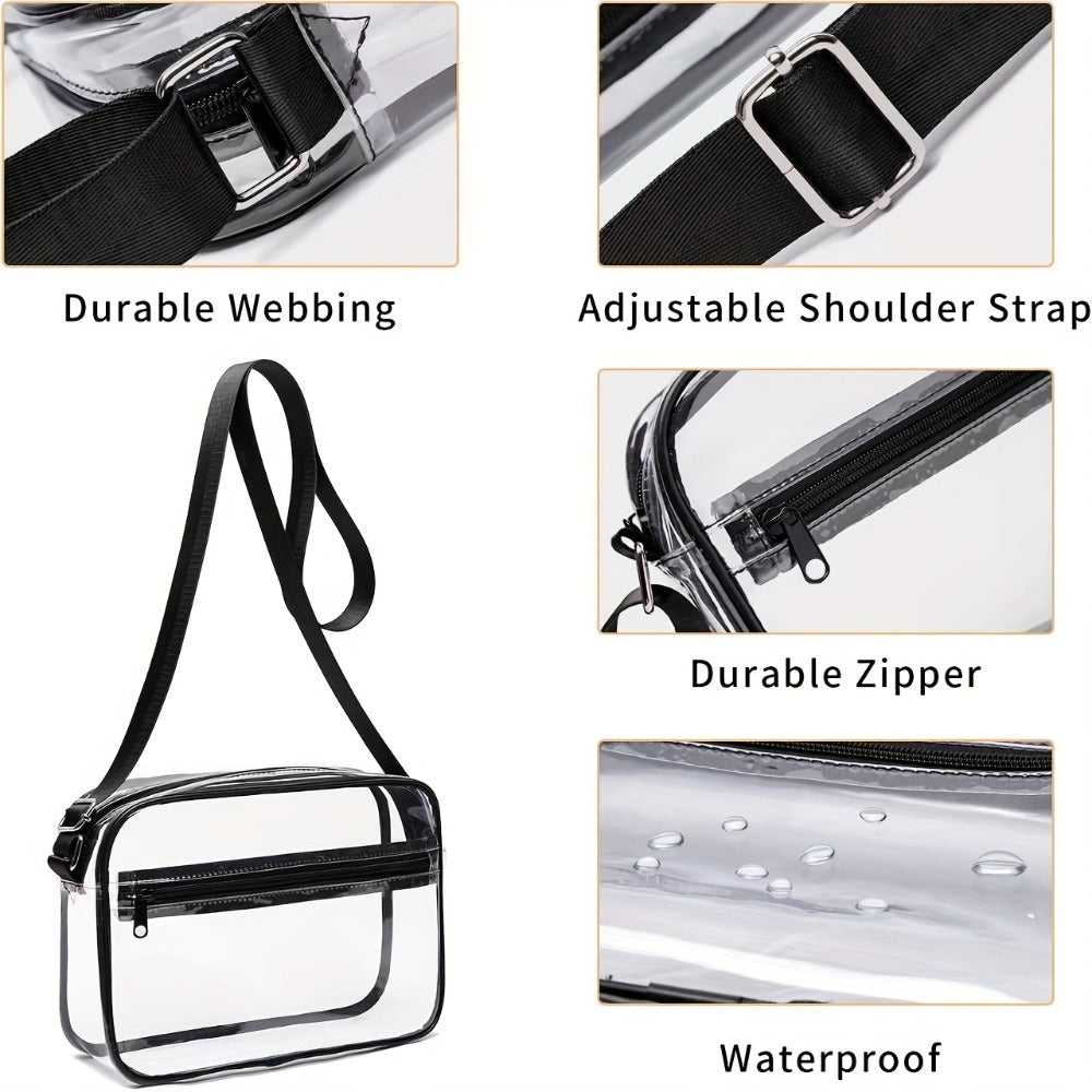 Transparent crossbody PVC bag, stylish High Quality shoulder bag with adjustable strap, versatile for daily use and suitable for sports or concerts to store items