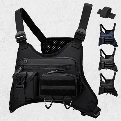 A Men's Multi Style Sports Chest Bag with Hollowed Out Design Tactical Backpack, Suitable for Multiple Scenarios